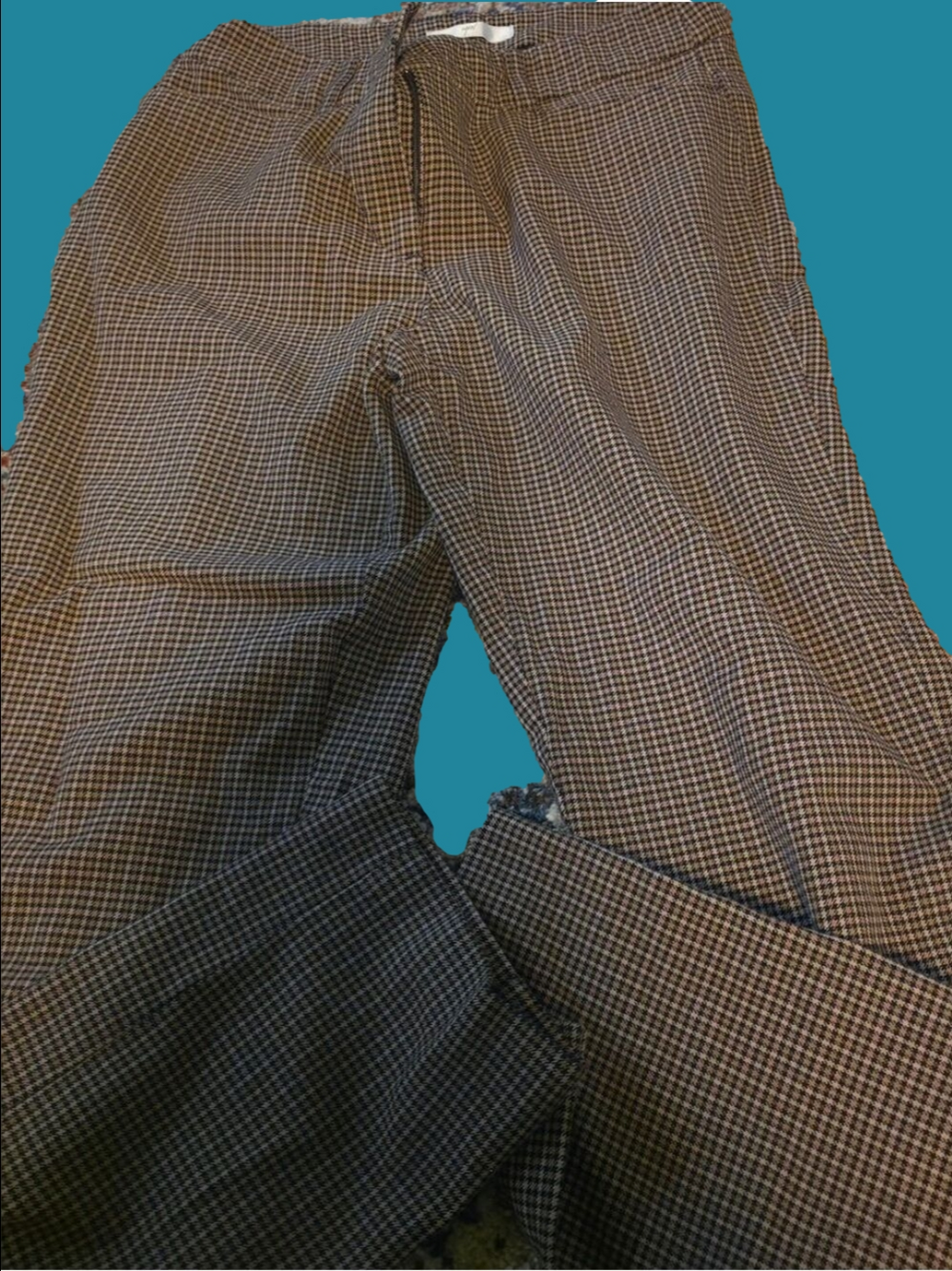4/$25 Deal! Straight Leg Checkered Women's Pants in Brown